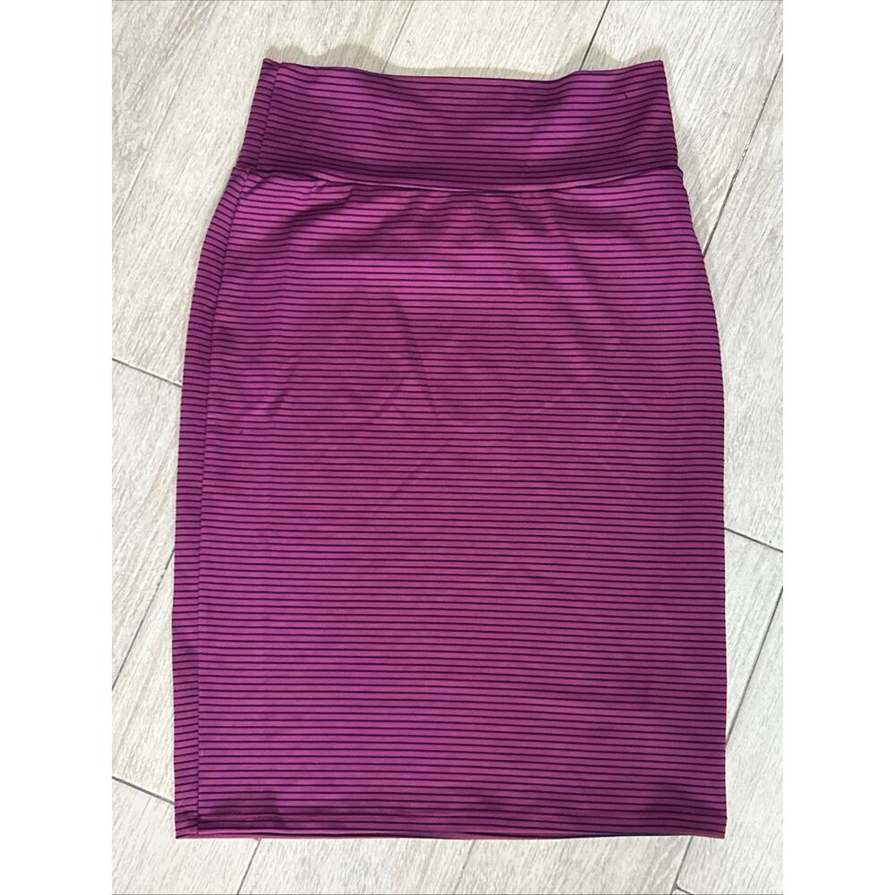 Lularoe Straight Fit Cassie Pink and Navy Striped Sz S